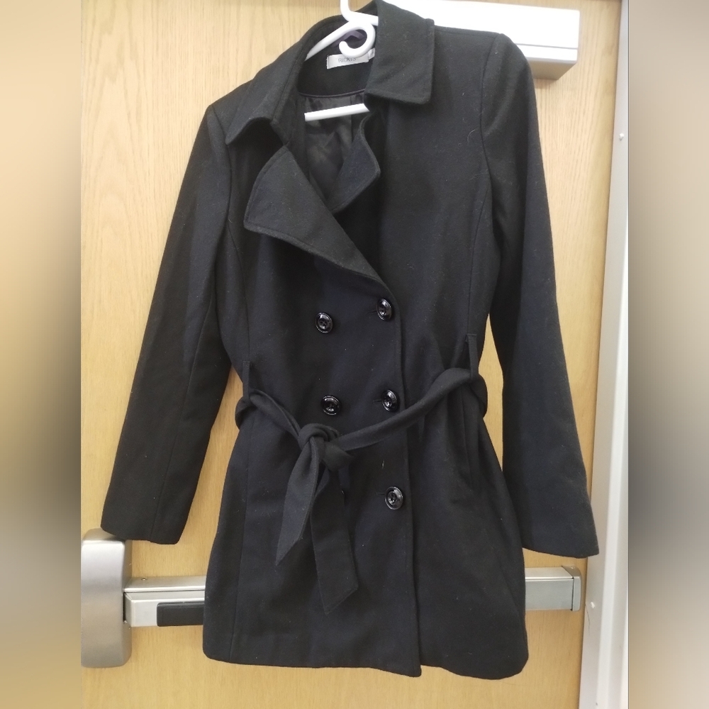 Ricki's Black Peacoat with Belt